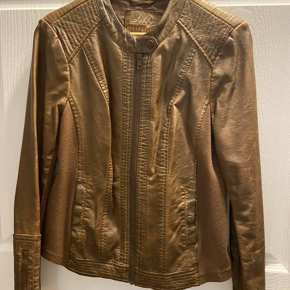 Sebby Collection Metallic Faux Leather Jacket